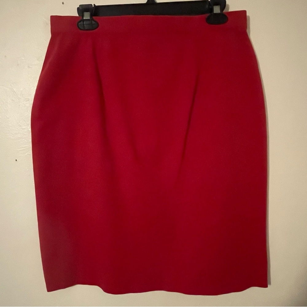 Ralph Lauren Red Pencil Skirt Front Gold Zip Detail Womens Vintage - Size 6 - Picture 5 of 5